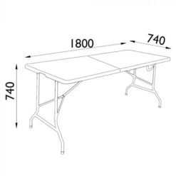 Inklapbare Kunststof Tafel 180x74 Cm Wit -Sideal Standard Winkel 6753 size