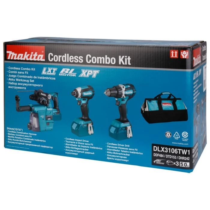 Makita DLX3106TW1 18 V Combiset Voor (slag)schroeven En Boren In Hout En Beton 5 Makita DLX3106TW1 18 V Combiset Voor (slag)schroeven En Boren In Hout En Beton - Afbeelding 3